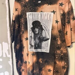 Black and Rust Star Bleach Graphic Tee with Portrait